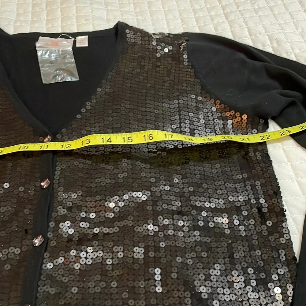 QUACKER Factory SET sequin cardigan and shell set. NWT L Black - Picture 10 of 11